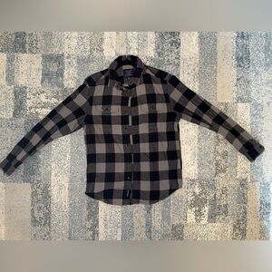 American Eagle Outfitters Black and Gray Plaid Men's Shirt